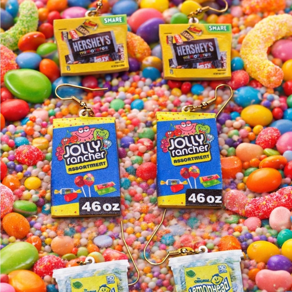 Old School Candy Earrings - Hersheys, Jolly Rancher and Lemon Heads